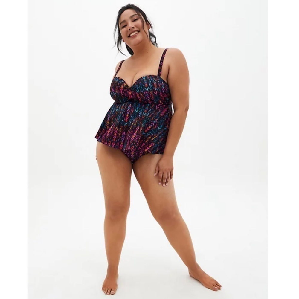 TORRID Multicolored Ikat Tankini High Waisted 2 Piece Swim Set